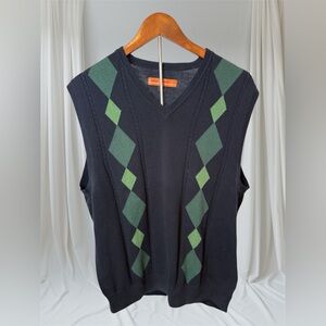 Sette Ponti Men's Cotton Pullover Argyle Sweater Vest Sz L